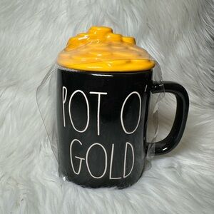 Rae Dunn Black Pot O' Gold Mug with Gold Coin Topper